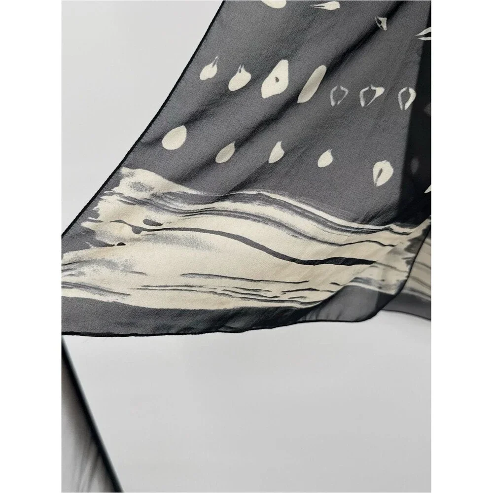 Unbranded Lightweight Abstract Sheer Rectangle Scarf Accessory Black Tan Vintage